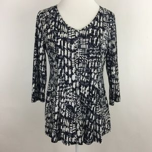 Roz & Ali 3/4 Sleeve Fit & Flair Top Medium